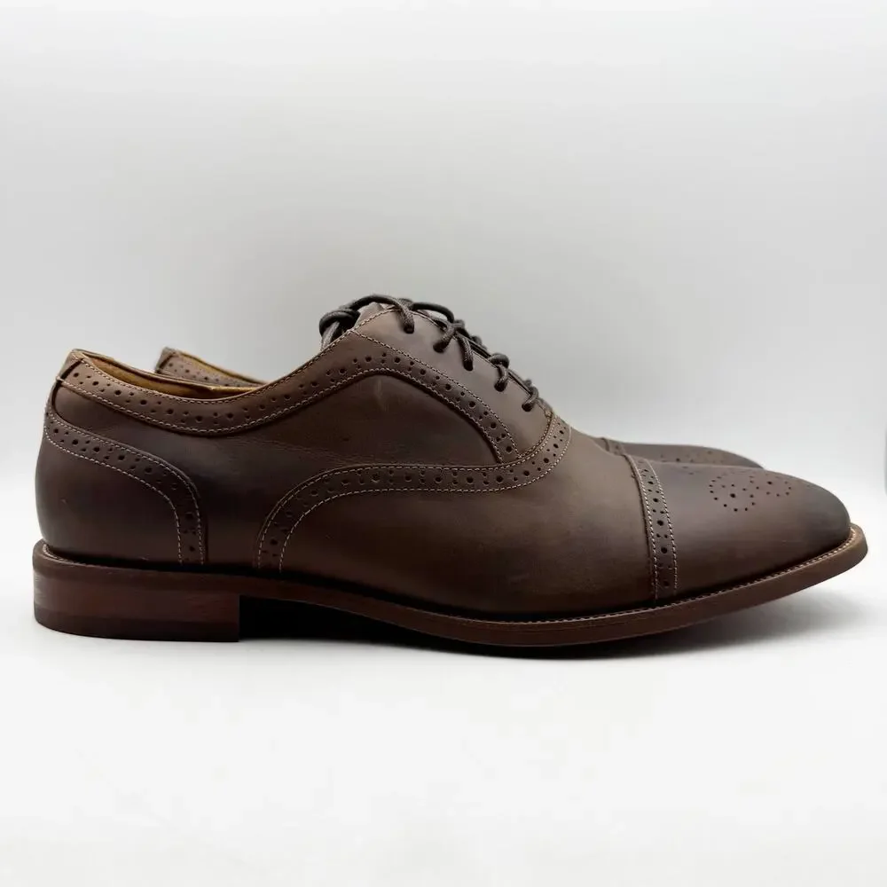 Florsheim Mens Cap Toe Bal Oxford Shoe Size 14M Brown Leather Lace Up NWOB